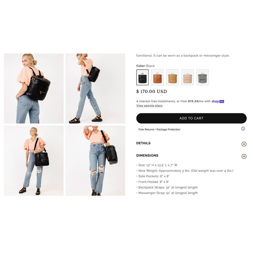 Fawn Design Diaper bag Black Faux Leather Diaper Bag Backpack Original *GUC* - Picture 8 of 9